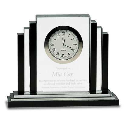 6" Clear Crystal with Clock and Black Crystal Trim