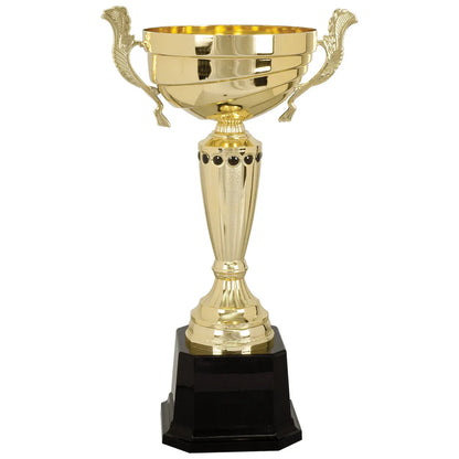 Gold 15 1/2" Completed Metal Cup Trophy on Plastic Base