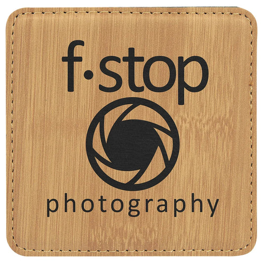 Bamboo 4" x 4" Square Laserable Leatherette Coaster