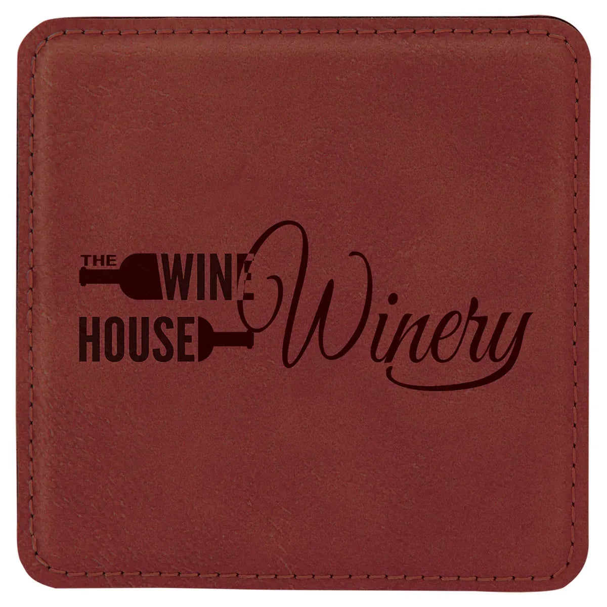 Rose 4" x 4" Square Laserable Leatherette Coaster