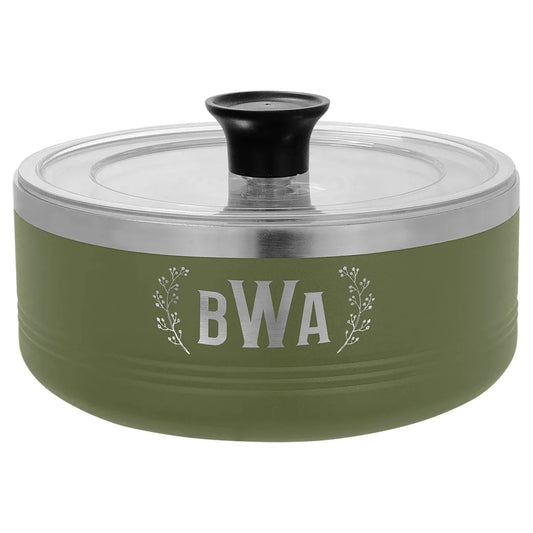 Olive Green Polar Camel 1 1/4 Quart Serving Bowl with Lid