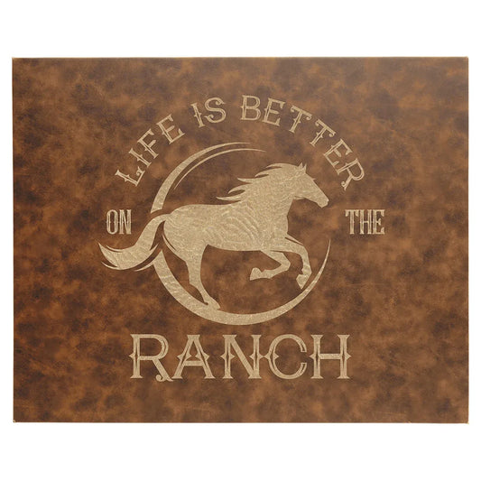 Rustic/Gold 12" x 18" Laserable Leatherette Wall Decor with Sawtooth Hanger
