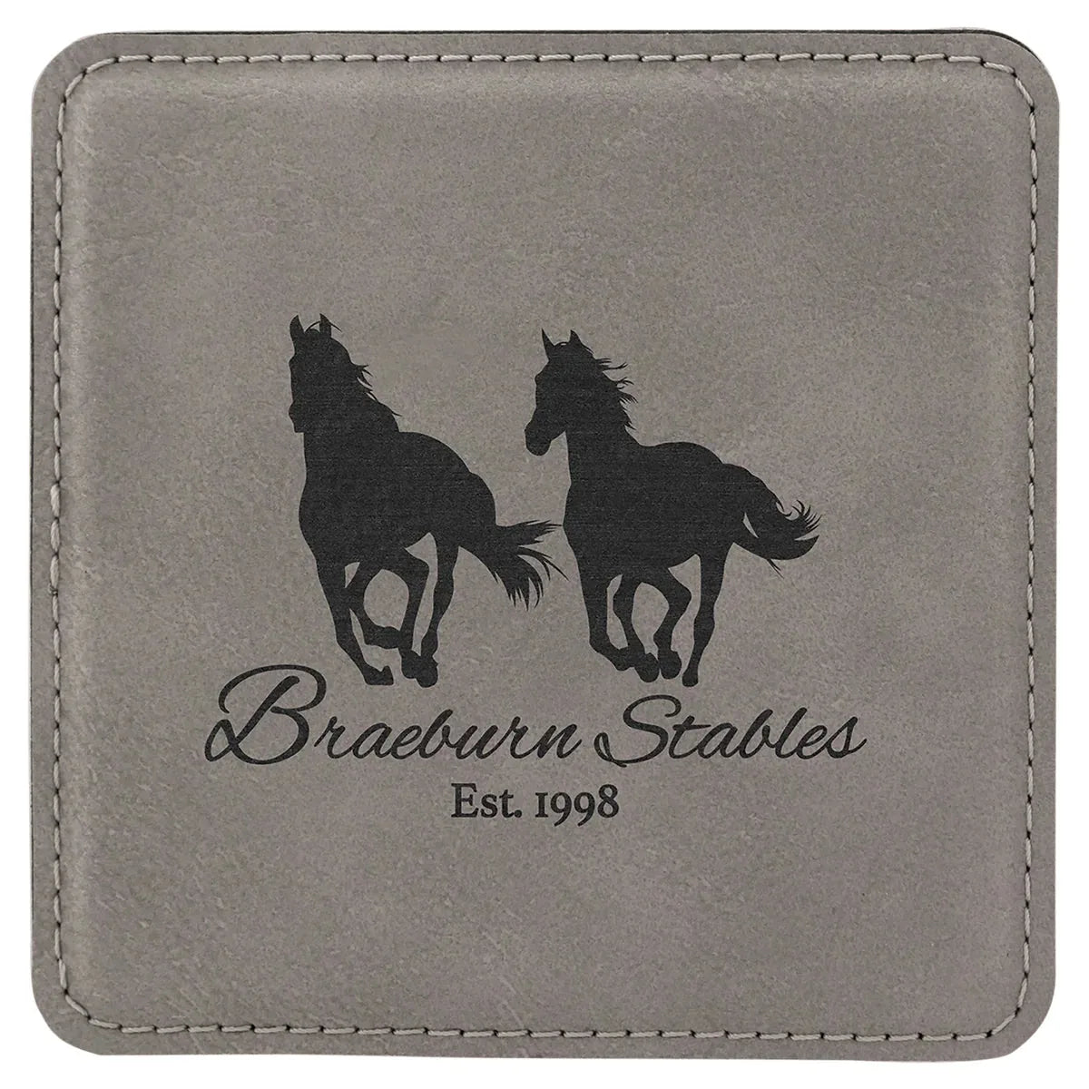 Gray 4" x 4" Square Laserable Leatherette Coaster