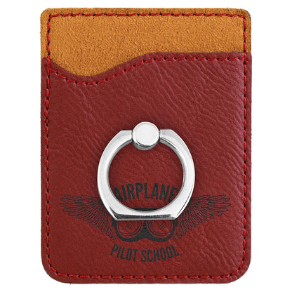 Rose Laserable Leatherette Phone Wallet with Silver Phone Wallet with Silver Ring