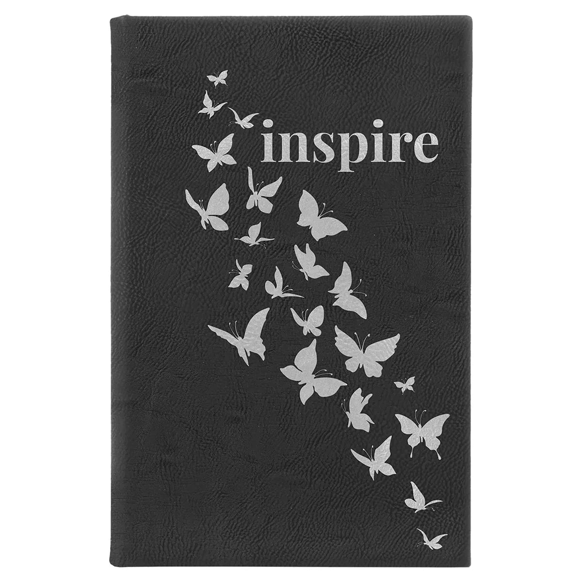 Black/Silver 5 1/4" x 8 1/4" Laserable Leatherette Sketch Book with Unlined Notepad