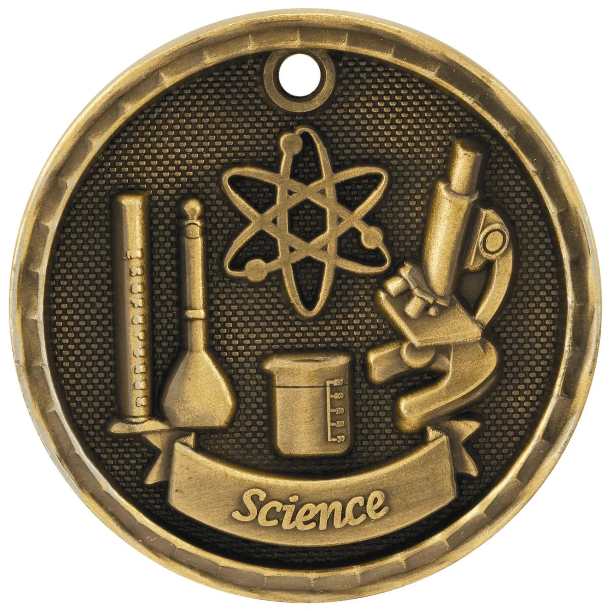 Antique Gold 2" 3D Science Medal