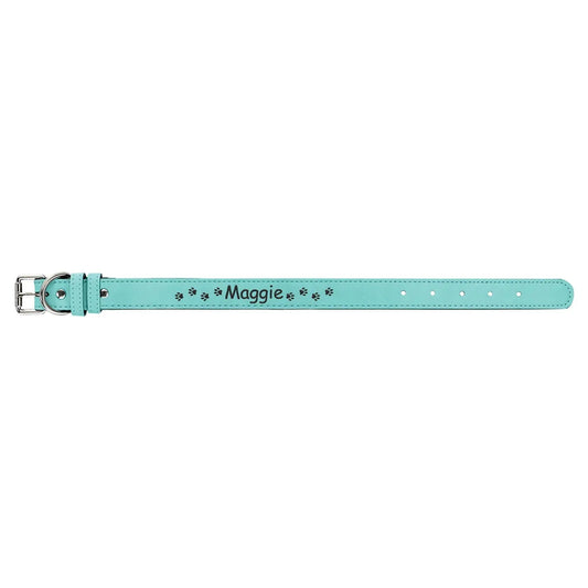 Teal Small 15" x 3/4" Laserable Leatherette Dog Collar
