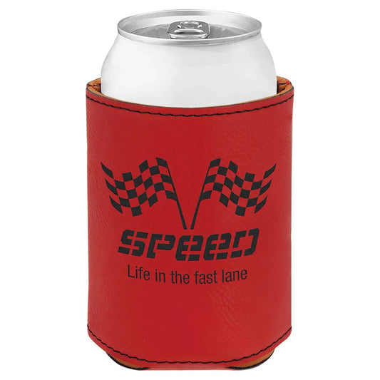 Red 3 3/4" Laserable Leatherette Beverage Holder
