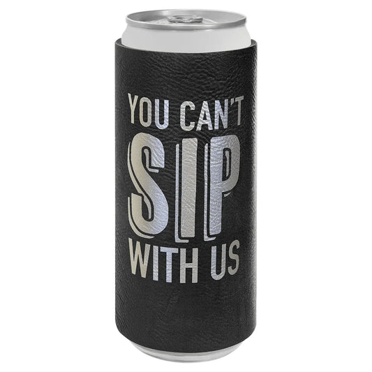 Black/Silver Laserable Leatherette Slim Beverage Holder