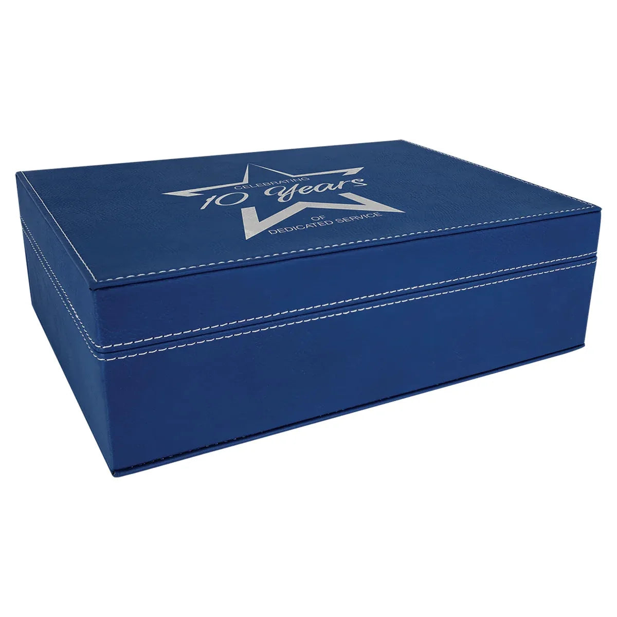 Blue/Silver 10 1/4" x 7 1/2" Laserable Leatherette Premium Gift Box