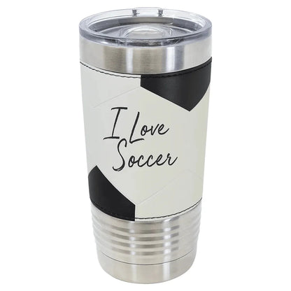 Soccer Polar Camel 20 oz. Leather Tumbler with Slider Lid