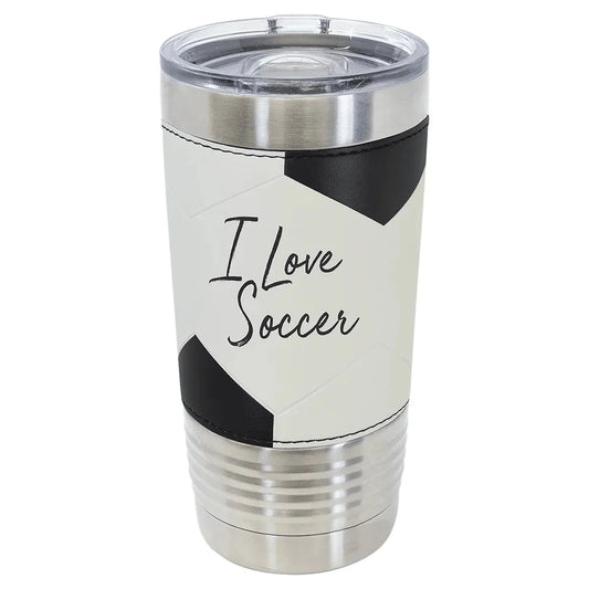 Soccer Polar Camel 20 oz. Leather Tumbler with Slider Lid