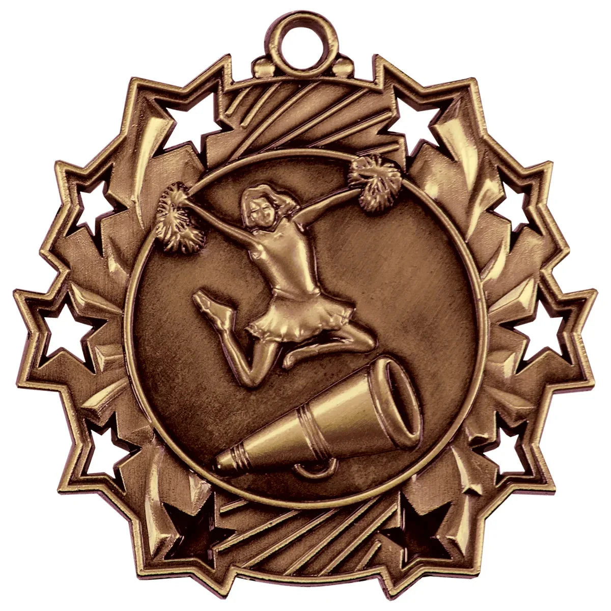 Antique Bronze 2 1/4" Cheer Ten Star Medal