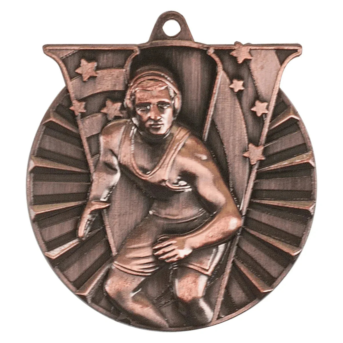 Antique Bronze 2" Wrestling Victory Medal