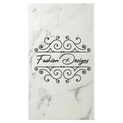 White Marble 5 1/4" x 8 1/4" Laserable Leatherette Sketch Book with Unlined Notepad