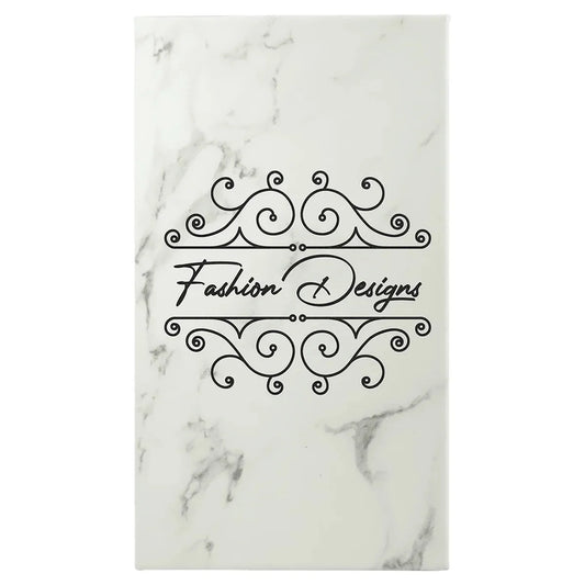 White Marble 5 1/4" x 8 1/4" Laserable Leatherette Sketch Book with Unlined Notepad
