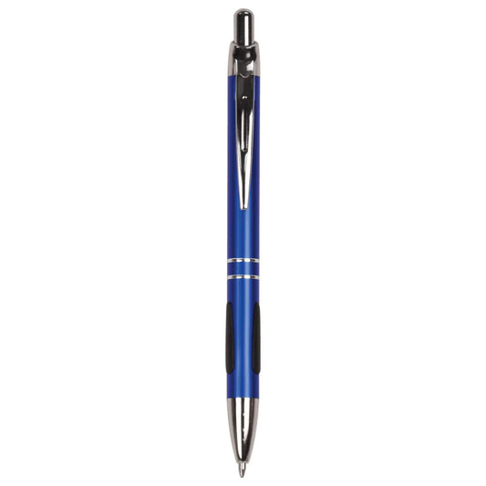 Blue with Silver Trim Laserable Pen with Gripper