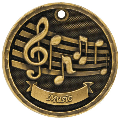 Antique Gold 2" 3D Music Medal
