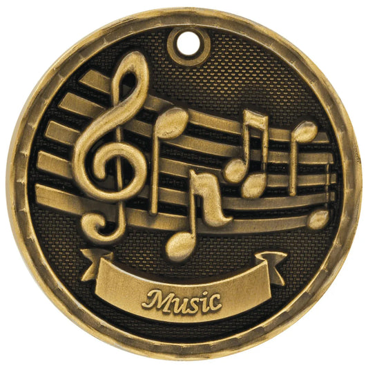 Antique Gold 2" 3D Music Medal