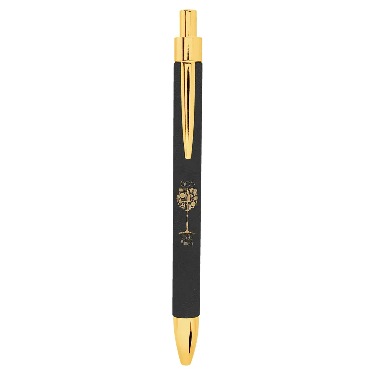 Black/Gold Laserable Leatherette Pen