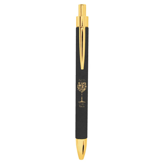 Black/Gold Laserable Leatherette Pen
