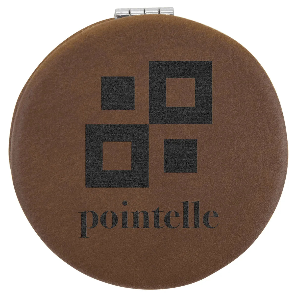 Dark Brown 2 1/2" Laserable Leatherette Compact Mirror
