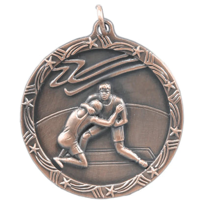 Antique Bronze 1 3/4" Wrestling Shooting Star Medal
