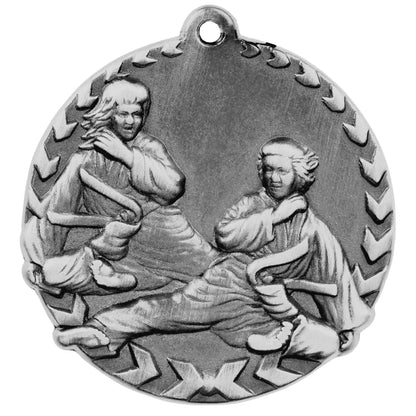 Antique Silver 1 3/4" Martial Arts Millennium Medal