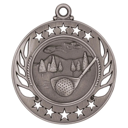 Antique Silver 2 1/4" Golf Galaxy Medal