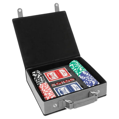 Gray/Black Laserable Leatherette 100 Chip Poker Set
