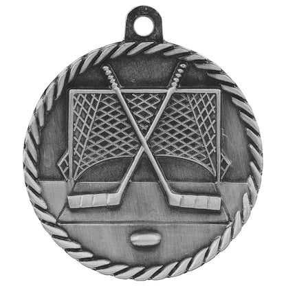 Antique Silver 2" Hockey High Relief Medal