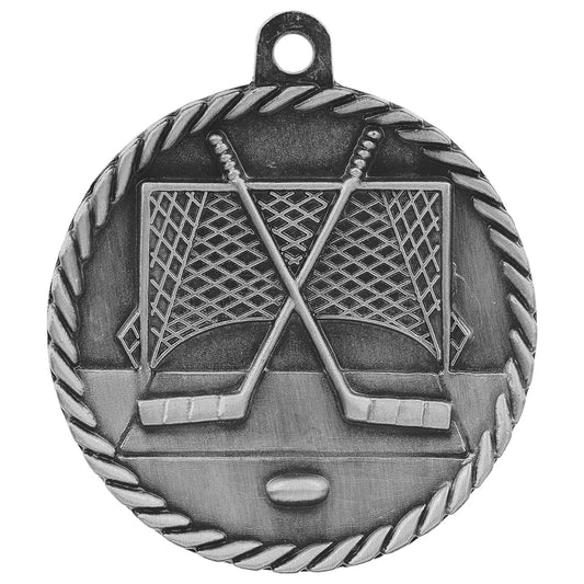 Antique Silver 2" Hockey High Relief Medal