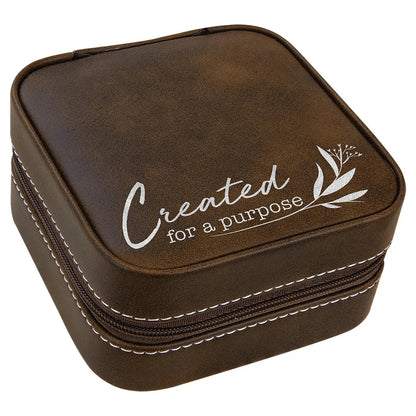 Rustic/Silver Laserable Leatherette Travel Jewelry Box with Black 4" X 4" Lining
