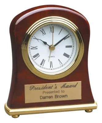 4 1/2" x 5" Rosewood Piano Finish Bell Shaped Desk Clock