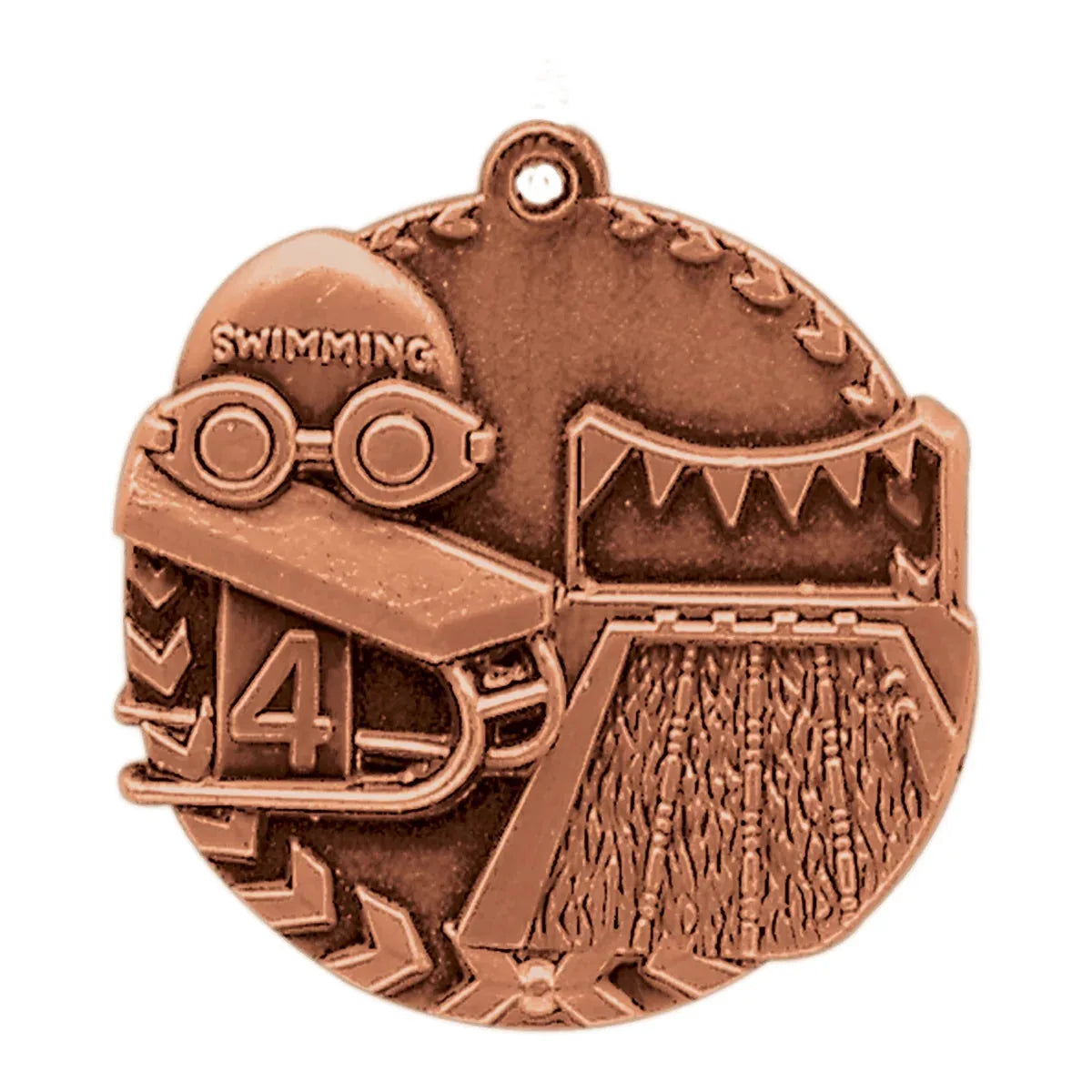 Antique Bronze 1 3/4" Swimming Millennium Medal
