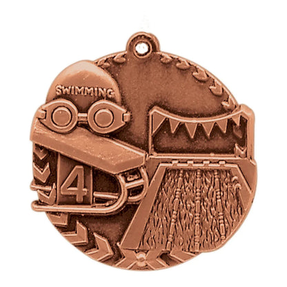 Antique Bronze 1 3/4" Swimming Millennium Medal