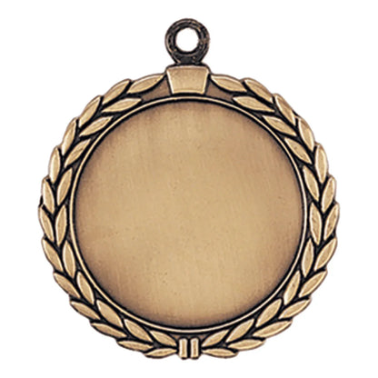 Antique Gold 2 1/2" Wreath 2" Insert Holder Medal
