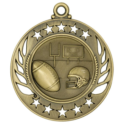 Antique Gold 2 1/4" Football Galaxy Medal