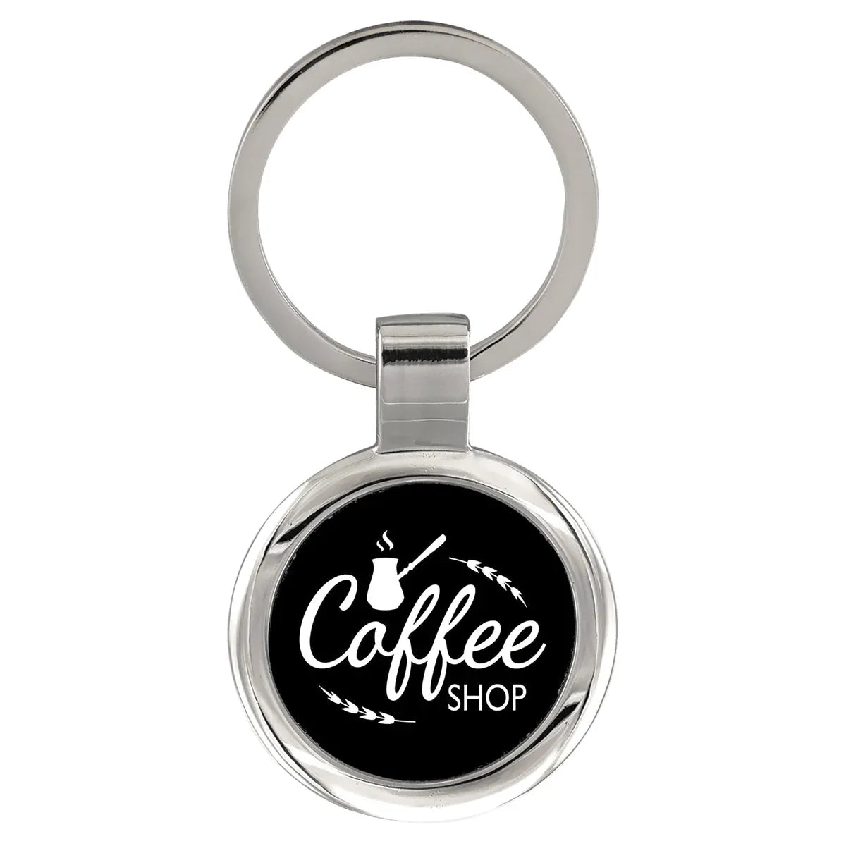 2 1/2" Black Laserable Round Keychain