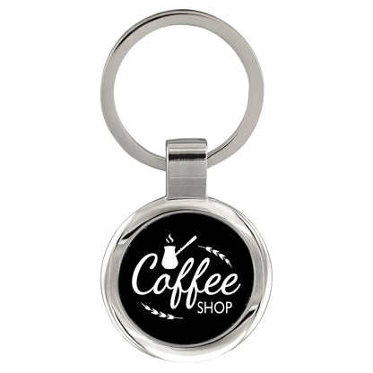 2 1/2" Black Laserable Round Keychain