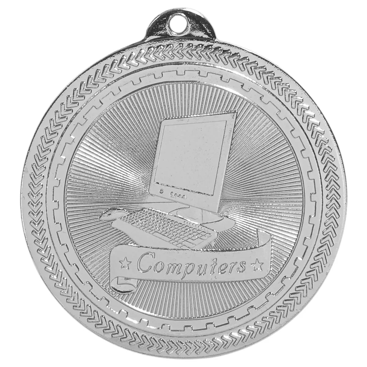 Bright Silver 2" Computers Laserable BriteLazer Medal