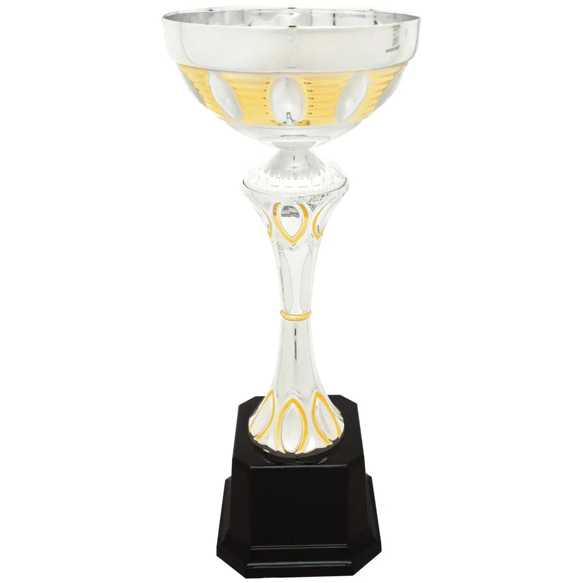 13 1/2" Silver/Gold Completed Metal Cup Trophy on Plastic Base