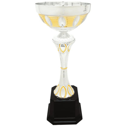 13 1/2" Silver/Gold Completed Metal Cup Trophy on Plastic Base