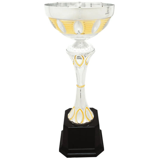 13 1/2" Silver/Gold Completed Metal Cup Trophy on Plastic Base