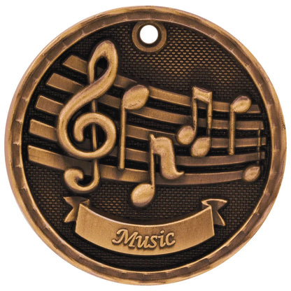 Antique Bronze 2" 3D Music Medal