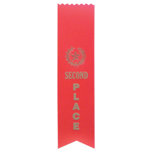 Red 2nd Place Pinked Top Ribbon