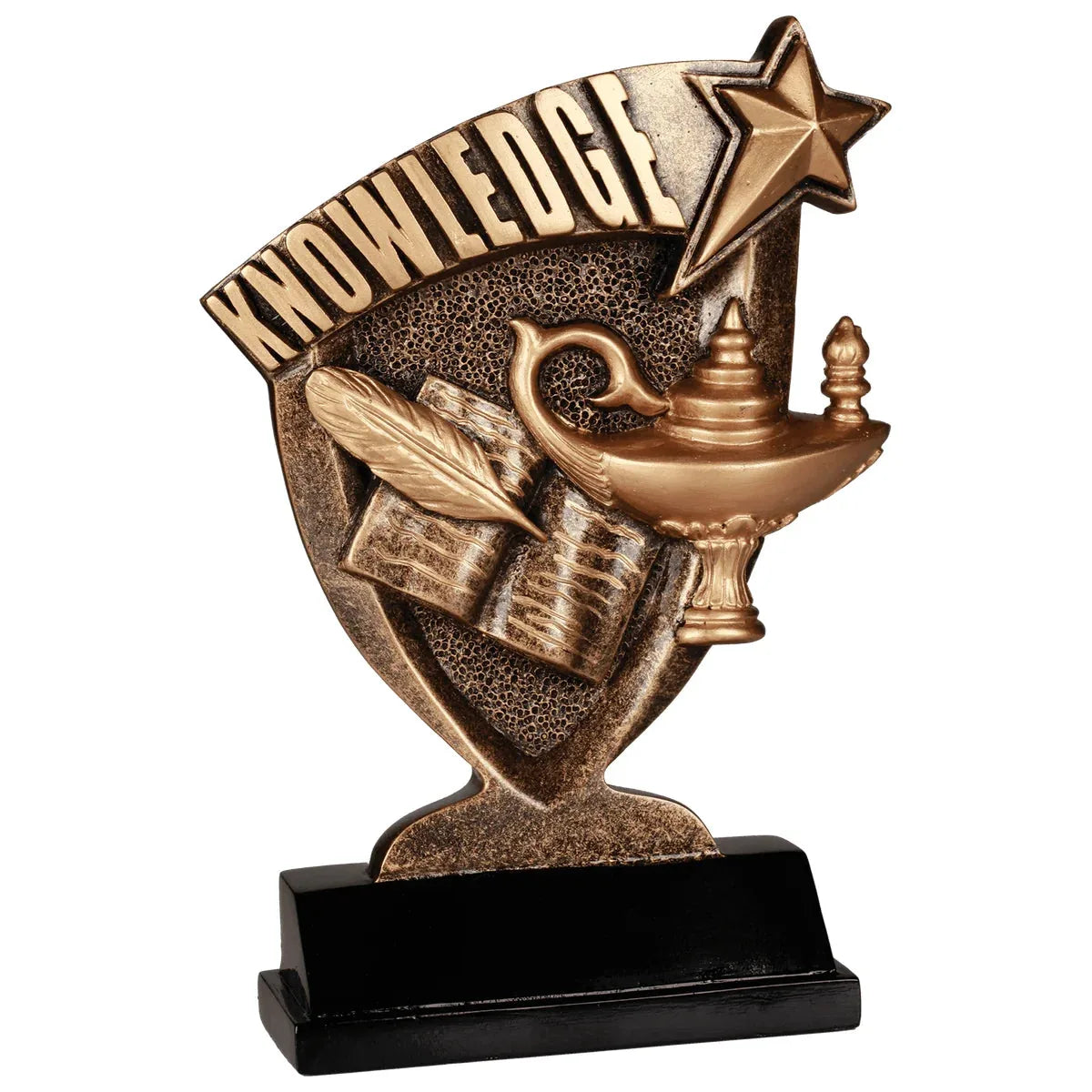 Custom Lamp of Knowledge Broadcast Resin (7") — Engraved Plate | Award-Ready