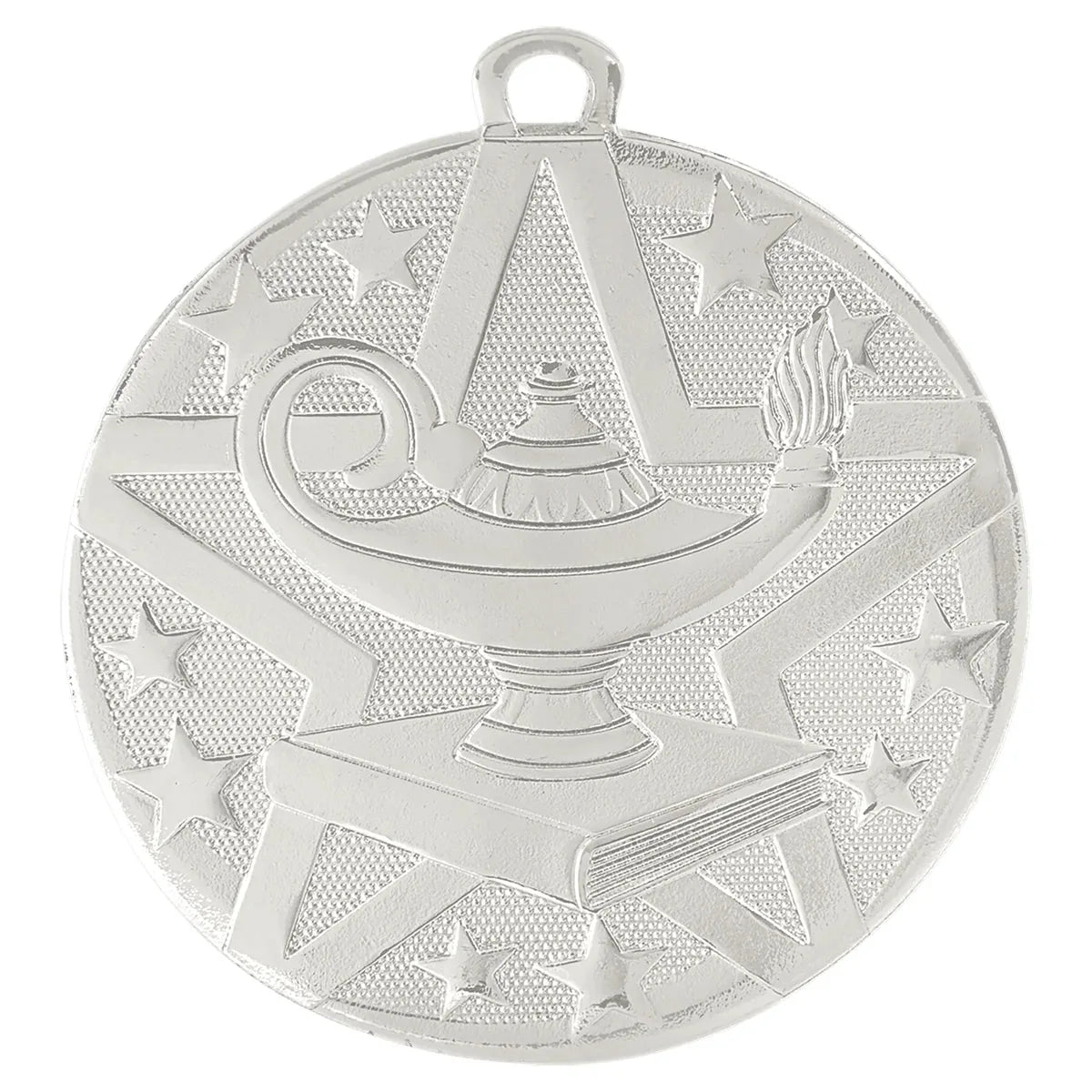 Silver 2" Superstar Lamp of Knowledge Medal
