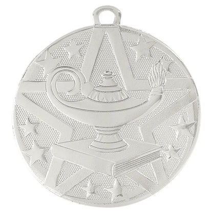 Silver 2" Superstar Lamp of Knowledge Medal