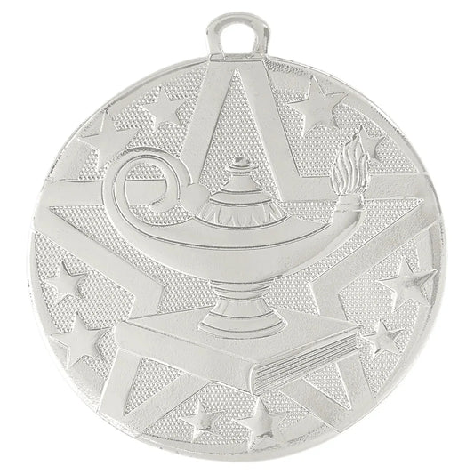 Silver 2" Superstar Lamp of Knowledge Medal